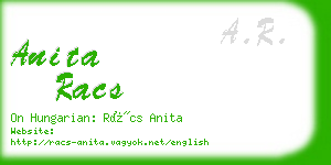 anita racs business card